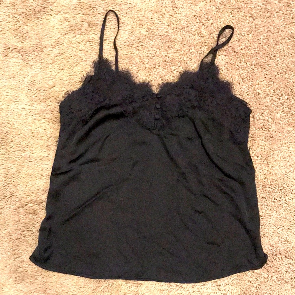 A&F_Black Satin Lace Cami_XS